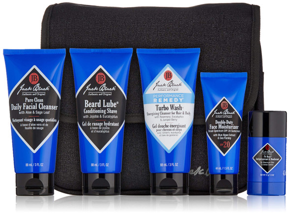 Jack Black - The Grand Tour - Pit Boss Antiperspirant & Deodorant, Double-Duty Face Moisturizer SPF 20, Beard Lube Conditioning Shave, Pure Clean Daily Facial Cleanser, Turbo Wash Energizing Cleanser