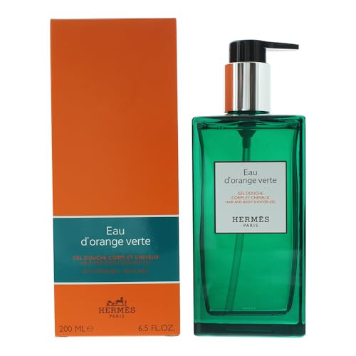 Hermès Eau d'Orange Verte Hair and Body Shower Gel 200ml 6.5 Fluid Ounce Glass Bottle with Pump [Refillable]