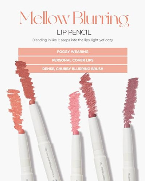 Holika Holika Mellow Blurring Lip Pencil With Built-In Blending Brush - Overlip Makeup Creamy Lip Crayon No Clumps Or Irritation Multipurpose For Cheeks And Eyes (01 Milky Burn)