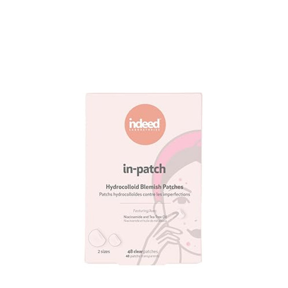Indeed Labs In-Patch - Hydrocolloid Acne Pimple Patch For Covering Zits And Blemishes Spot Stickers For Face And Skin Fast Acting -Niacinamide &Tea Tree Oil Helps Fight Dark Spots - 48 Patches
