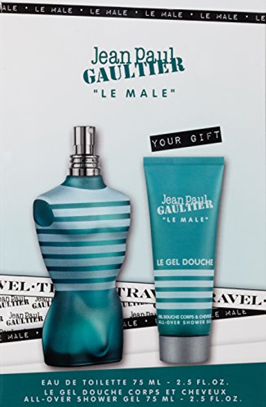 Le Male By Jean Paul Gaultier For Men 2 Piece Set Includes: 2.5 Oz Eau De Toilette Spray + 2.5 Oz Shower Gel