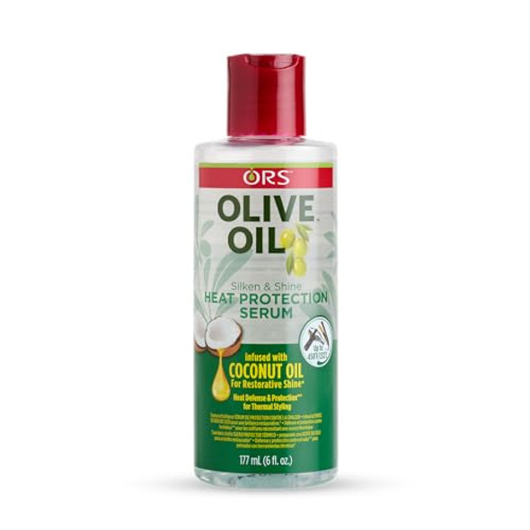 Ors Heat Protection Hair Serum Infused With Coconut Oil For Restorative Shine Olive Oil Style And Curl Smooth-N-Hold Pudding - Bundle