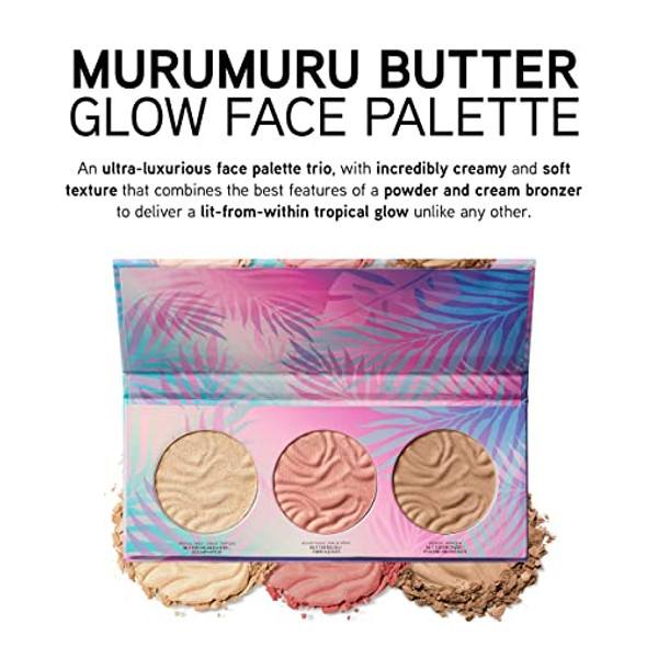 Physicians Formula Murumuru Butter Bronzer Face Powder Makeup Set Includes Nourishing Butter Bronzer Highlighter Blush Dermatologist Tested Vegan & Cruelty- - Glow Face Palette