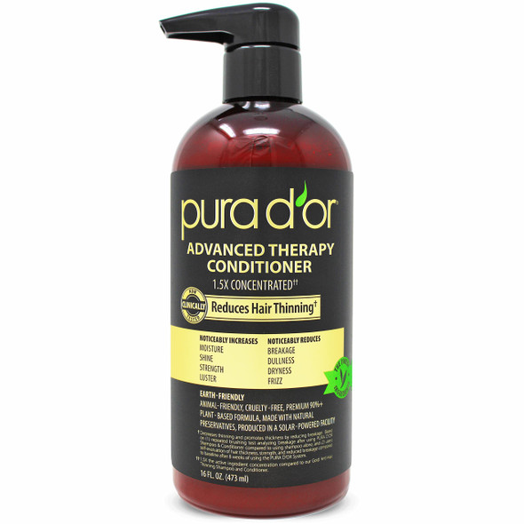PURA D'OR Advanced Therapy Conditioner For Increased Moisture, Strength, Volume & Texture, No Sulfates, Contains Argan Oil & Biotin, All Hair Types, Men & Women, 16 Oz