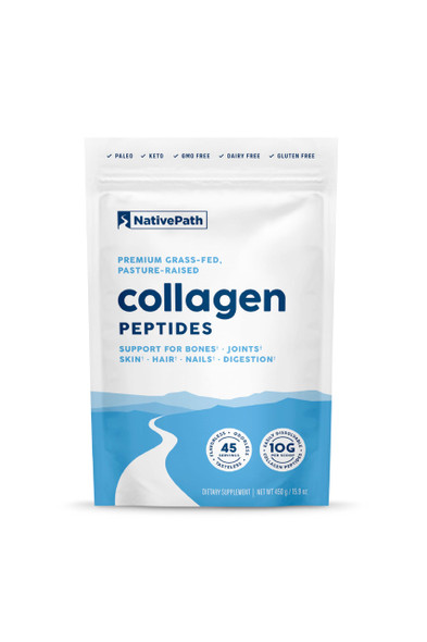 NativePath Collagen Peptides Protein - Hydrolyzed Type 1 & 3 Collagen Powder for Skin Hair Nails - 15.9 oz (45 Servings)
