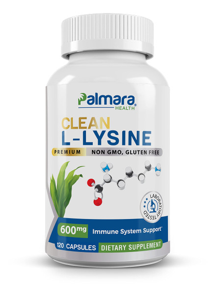 Palmara Health Clean L-Lysine 600mg 120 Capsules | Vegan Non-GMO & Gluten Free