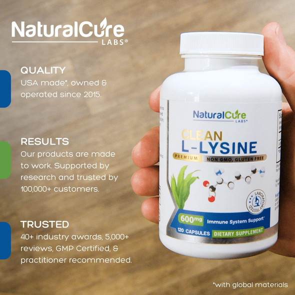 Palmara Health Clean L-Lysine 600mg 120 Capsules | Vegan Non-GMO & Gluten Free