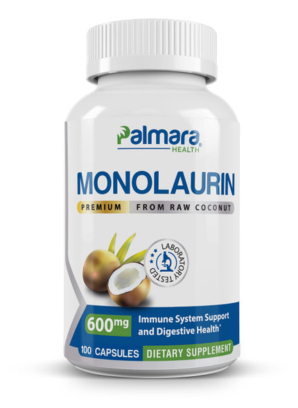 Palmara Health Premium Monolaurin 1200mg per 2 capusle Serving 1 Pack (100 Capsules)