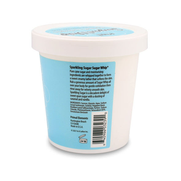 Primal Elements Sugar Scrub Exfoliating Sugar Whip Face and Body Cleanser Moisturizer Sparkling Sugar 10 oz Package