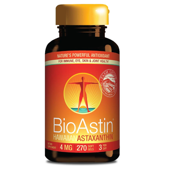 Nutrex Hawaii BioAstin Hawaiian Astaxanthin - 4mg 270 Softgels - Farm-Direct Premium Antioxidant Supplement to Support Eye Skin Joint & Immune System Health -Non-GMO & Gluten-Free