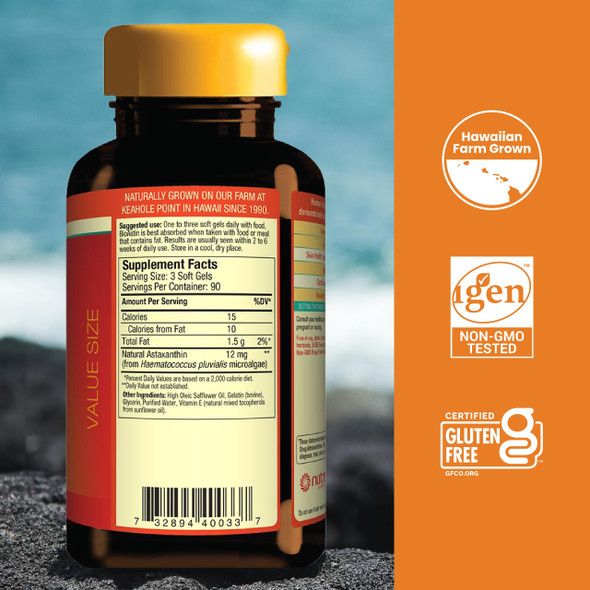 Nutrex Hawaii BioAstin Hawaiian Astaxanthin - 4mg 270 Softgels - Farm-Direct Premium Antioxidant Supplement to Support Eye Skin Joint & Immune System Health -Non-GMO & Gluten-Free