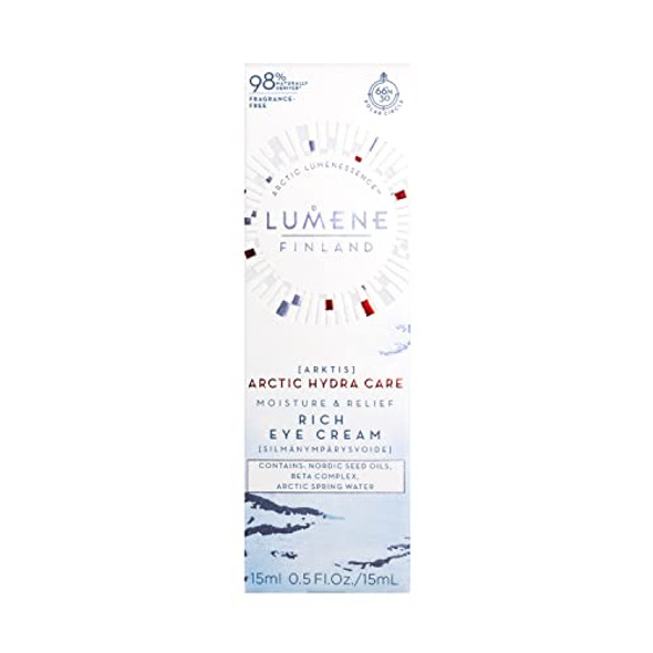 Lumene Arctic Hydra Care Moisture Relief Rich Eye Cream - Anti Wrinkle Eye Cream For Crow'S Feet Fine Lines And Wrinkles - Vegan Fragrance Hydrating Eye Cream With Ceramides (15Ml)