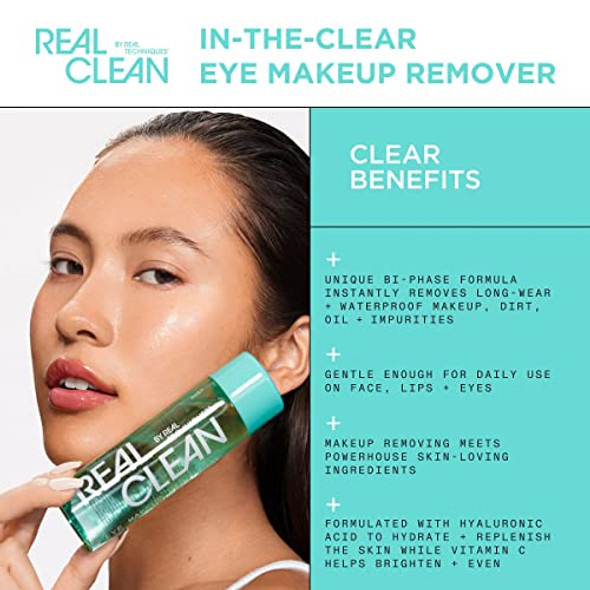 Real Techniques Real Clean In-The-Clear Eye Makeup Remover Gentle Liquid Makeup Remover Skin Repair Ingredients Hyaluronic Acid & Vitamin C Vegan & Cruelty- 4 Fl.Oz./110 Ml Bottle Real Techniques Real Clean In-The-Clear Eye Makeup Remover Gentle Liquid Makeup Remover Skin Repair Ingredients Hyaluronic Acid & Vitamin C Vegan & Cruelty- 4 Fl.Oz./110 Ml Bottle