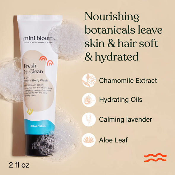 Fresh N’ Clean 2-in-1 Hair + Body Wash Shampoo Sulfate-Free Baby & Kid Safe Aloe leaf, Chamomile extract, Lavender & Botanicals - Travel Size Fresh N’ Clean 2-in-1 Hair + Body Wash Shampoo Sulfate-Free Baby & Kid Safe Aloe leaf, Chamomile extract, Lavender & Botanicals - Travel Size