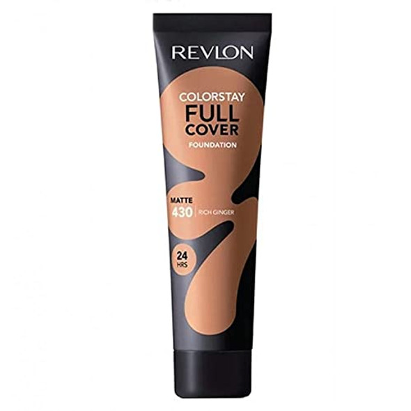 Revlon Colorstay Full Cover Longwear Matte Foundation Heat & Sweat Resistant Lightweight Face Makeup Rich Ginger (430) 1.0 Oz
