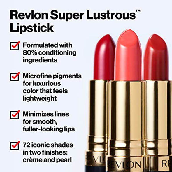 Revlon Super Lustrous Lipstick Creamy Formula For Soft Fuller-Looking Lips Moisturized Feel 0.15 Oz Revlon Super Lustrous Lipstick Creamy Formula For Soft Fuller-Looking Lips Moisturized Feel 0.15 Oz