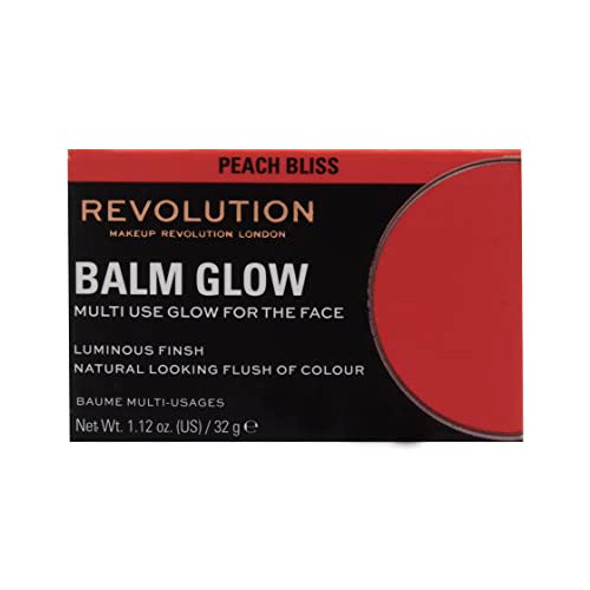 Revolution Beauty London Revolution Balm Glow Multi-Use Balm For Cheeks Eyes & Lips Buildable Formula Dewy Finish Peach Bliss 1.12 Oz.