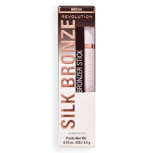 Revolution Beauty London Revolution Skin Silk Bronzer Stick Buildable Color For Cheek Eye & Lip Cream-To-Powder Formula Vegan & Cruelty- Deep Mocha 0.15 Oz