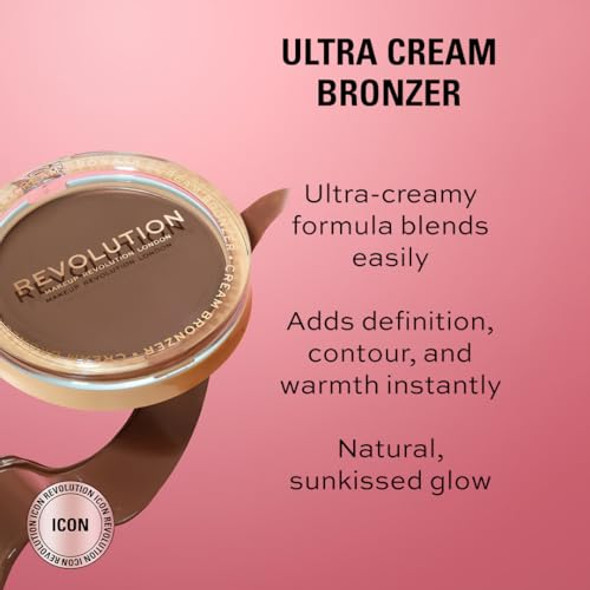 Revolution Beauty London Revolution Beauty Ultra Cream Face Bronzer Buildable & Blendable Cream Contour Vegan & Cruelty Light 0.24 Oz.