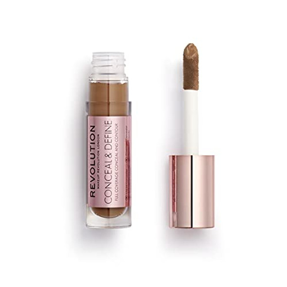 Revolution Beauty London Revolution Conceal & Define Concealer Full Coverage & Lightweight Long-Lasting Matte Finish Vegan & Cruelty C16 Dark To Deep Skin Tones 0.14 Oz