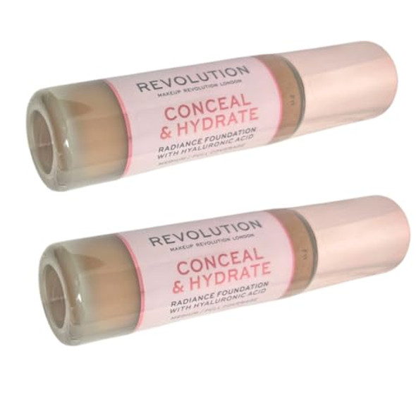 Revolution Beauty London Pack Of 2 Revolution Beauty Conceal & Hydrate Radiance Foundation With Hyaluronic Acid F11