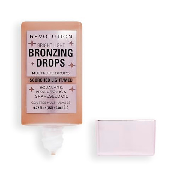 Revolution Beauty London Revolution Bright Light Bronzing Drops Bronze & Glow For Face & Body Infused With Hyaluronic Acid Vegan & Cruelty- Bronze Scorched 0.77 Fl Oz