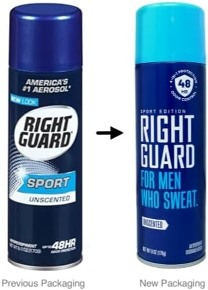 Right Guard Sport Aerosol Antiperspirant/Deodorant-Unscented-6 Oz 2 Pk