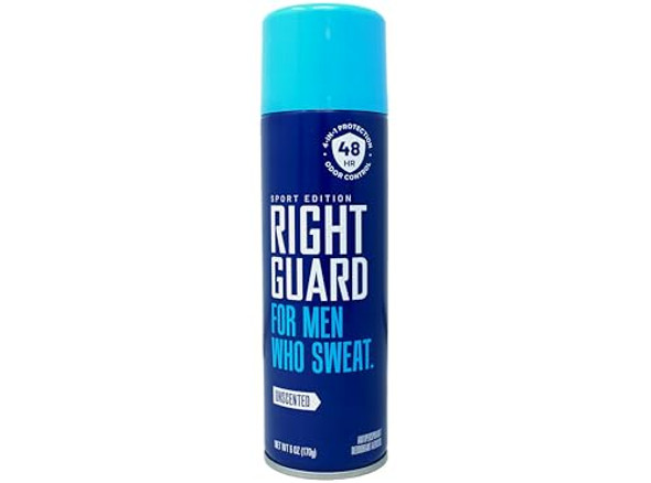 Right Guard For Men Who Sweat 6 Ounce Aerosol Unscented 48Hr Antiperspirant & Deoderant (177Ml) (Pack Of 6)