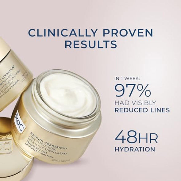 Roc Retinol Correxion Max Daily Hydration Anti-Aging Face Moisturizer With Hyaluronic Acid Oil Skin Care Cream For Fine Lines Dark Spots Post-Acne Scars 1.7 Ounces (Packaging May Vary)