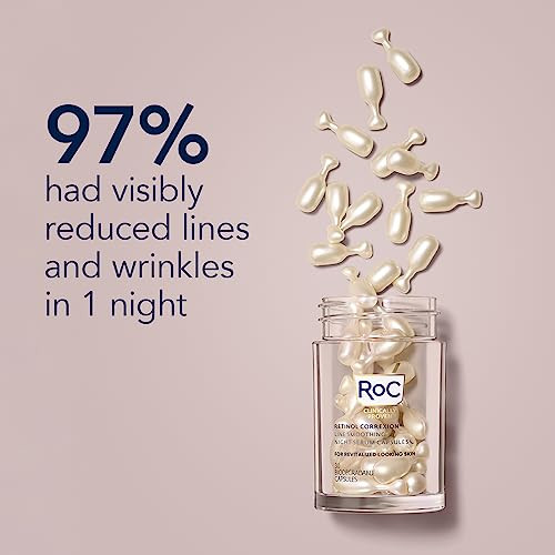 Roc Retinol Correxion Line Smoothing Night Serum Capsules Daily Anti-Aging Skin Care Treatment For Fine Lines Dark Spots Acne Scars 10 Count