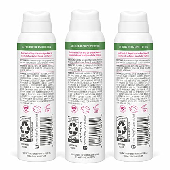Schmidt'S Natural Deodorant Spray For Women And Men Rose And Vanilla With 48 Hour Protection No Aluminum Salts No White Marks Cruelty Vegan Deodorant 3.2 Ounce (Pack Of 3)