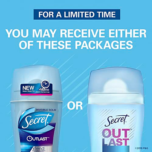 Secret Outlast Antiperspirant Deodorant For Women 72Hr Sweat & Odor Protection Ph Balancing Minerals Invisible Solid Completely Clean Scent 2.6 Oz