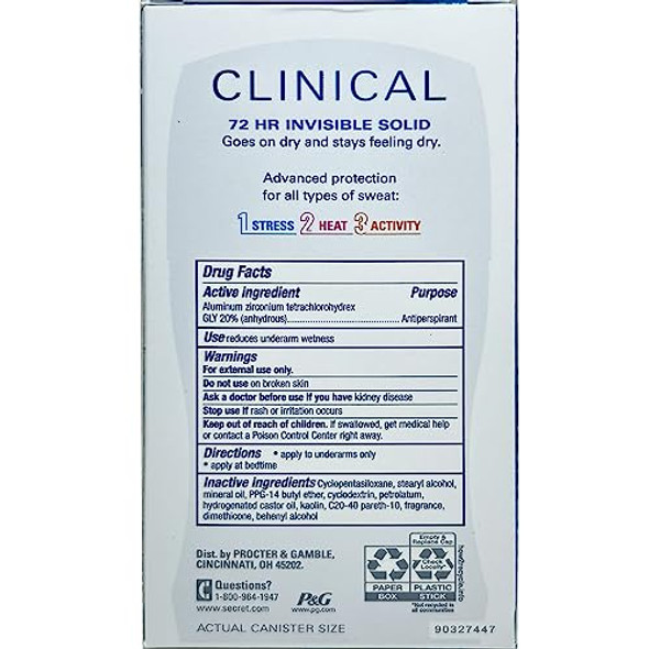 Secret Clinical Strength Invisible Solid Deodorant (1.6 Oz. 3 Pk.)