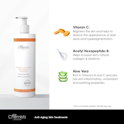 Skin Chemists Vitamin C & Peptide Anti-Aging Facial Cleanser 200Ml Facial Cleanser Helps To Diminish The Sgins Of Aging