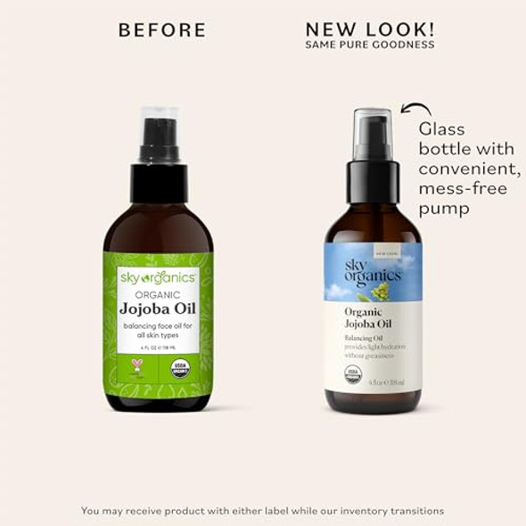 Sky Organics Jojoba Oil For Face Balancing Oil For Light Hydration & Helps Reduce Excess Oiliness Suitable For Oily Combination And Blemish-Prone Skin 100% Pure & Cold-Pressed 4 Fl. Oz With Ebook