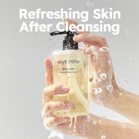 Skybottle Body Wash Refreshing And Cleansing With Aha Deep Moisture For Dry Skin Perfumed With Bergamot White Rose Scent Girls Valentine 10.1 Fl. Oz