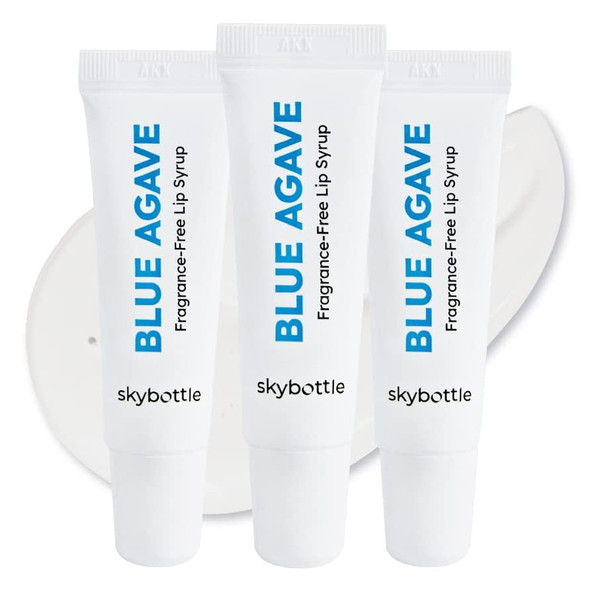 Skybottle (Pack Of 3) Unscented Blue Agave Lip Balm Syrup Highly Moisturizing Lip Gloss Vegan Jojoba Oil Soothes And Hydrates Nourishing Lip Treatment 0.3 Fl. Oz
