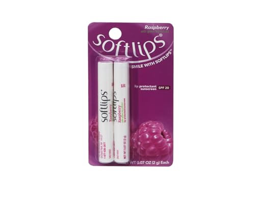 Softlips Lip Protectant Sunscreen Spf 20 Raspberry With Green Tea Extract Glute- Twin Pack 0.07 Oz Each (Pack Of 3)