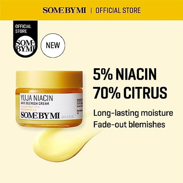 Some By Mi Yuja Niacin Anti Blemish Cream - 2.02Oz 60Ml - Daily Face Moisturizer Made From 5% Niacinamide - Advanced Skin Brightening And Pigmentation Care For Dull-Looking Skin - Korean Skin Care