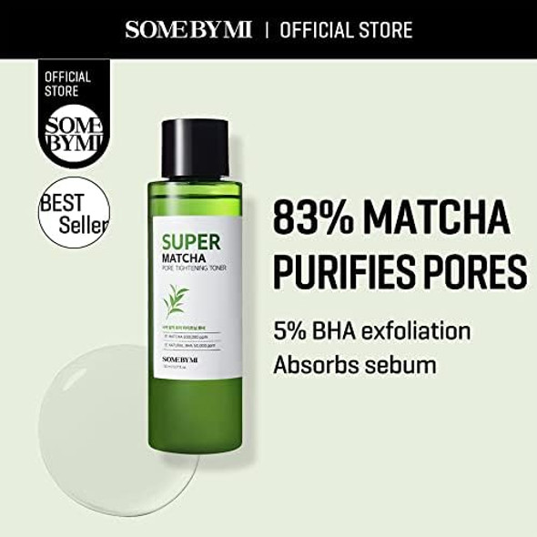 Some By Mi Super Matcha Pore Tightening Toner - 5.07Oz 150Ml - Made From Matcha Extracts For Sensitive Skin - Skin Moisturizing And Purifying - Blackheads Sebum And Pore Care - Korean Skin Care