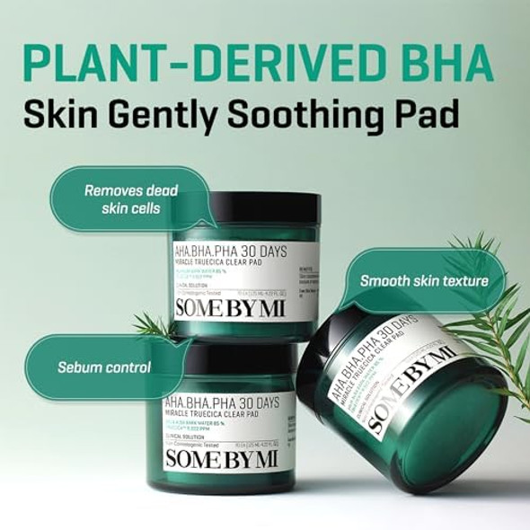 Some By Mi Aha Bha Pha 30 Days Miracle Truecica Clear Pad – 70 Pads – Korean Exfoliating Centella Face Toner Pads – Gently Clears Impurities Refines Pores & Smooths Skin Texture – Korean Skin Care