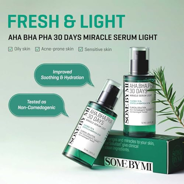 Some By Mi Aha Bha Pha 30 Days Miracle Serum - 1.69Oz 50Ml - Daily Centella Ampoule Serum With Niacinamide For Soothing Calming And Clear Skin - Pore Sebum And Blackhead Care - Korean Skin Care