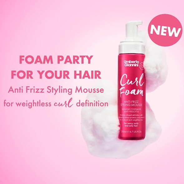 Umberto Giannini De-Frizz & Define Curl Jelly Styling Kit - Curl Foam Styling Mousse Curl Scrunching Jelly Curl Jelly Shine Leave In Conditioner And Curl Jelly Refresh Curl Spray
