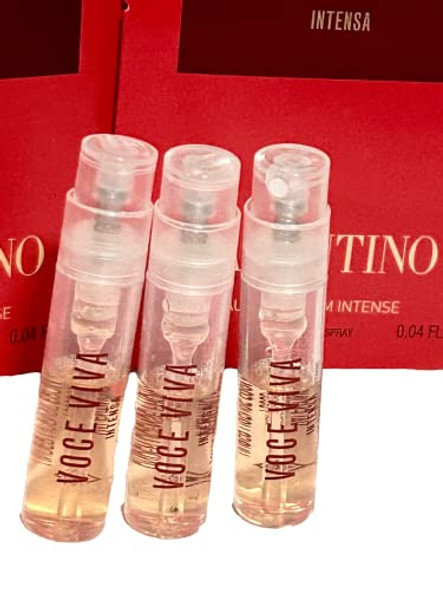Valentino Voce Viva Intensa Edp 0.04 Fl. Oz. / 1.2 Ml Sample Vial Glass Partially Filled Spray Mini Perfume Vial Eau De Parfum (Set Of 3)