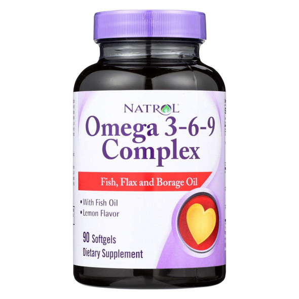 Natrol Omega-3-6-9 Complex with Flax and Borage, 90 Softgels (Pack of 2)