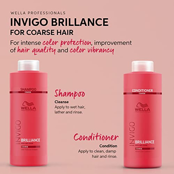 Wella Professionals Invigo Brilliance Shampoo & Conditioner Set For Coarse Hair For Color Protection & Color Vibrancy Liter Sizes
