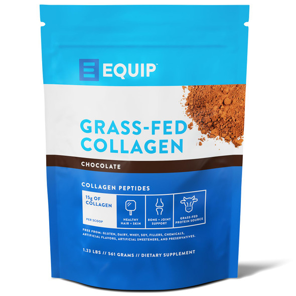Equip Foods Grass Fed Collagen Powder | Hydrolyzed Bovine Collagen Peptides with Amino Acids | Prime Beef Collagen for Healthy Joints Skin & Nails | Non-GMO Paleo Friendly | 30 Servings Chocolate