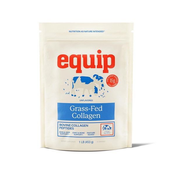 Equip Foods Grass Fed Collagen Powder | Hydrolyzed Bovine Collagen Peptides with Amino Acids | Prime Beef Collagen for Healthy Joints Skin & Nails | Non-GMO Paleo Friendly | 30 Servings Unflavored