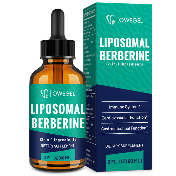 owegel Berberine HCL Supplement with Ceylon Cinnamon - Highly Absorbable Liposomal Berberine Liquid Drops 3000mg- 12 in 1 Natural Ingredients - AMPK Activator - 2 Fl Oz