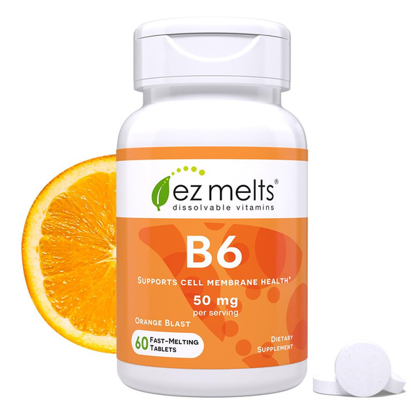 EZ Melts Dissolvable Vitamin B6 50 mg Sugar-Free 1-Month Supply